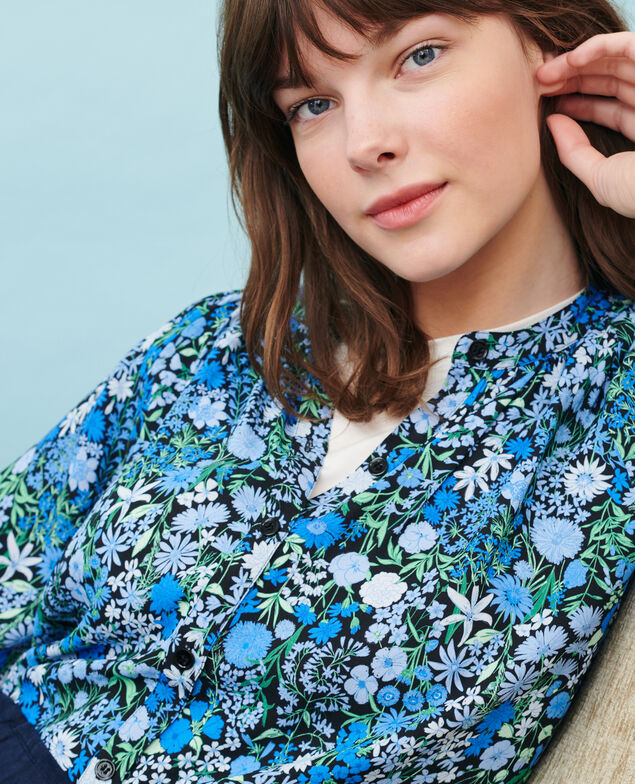 Weite gemusterte Bluse 98 print blue