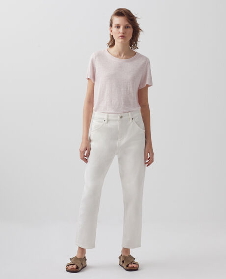 AMANDINE - T-Shirt mit Rundhalsausschnitt aus Leinen 0100 pink marshmallow 2ste055f05