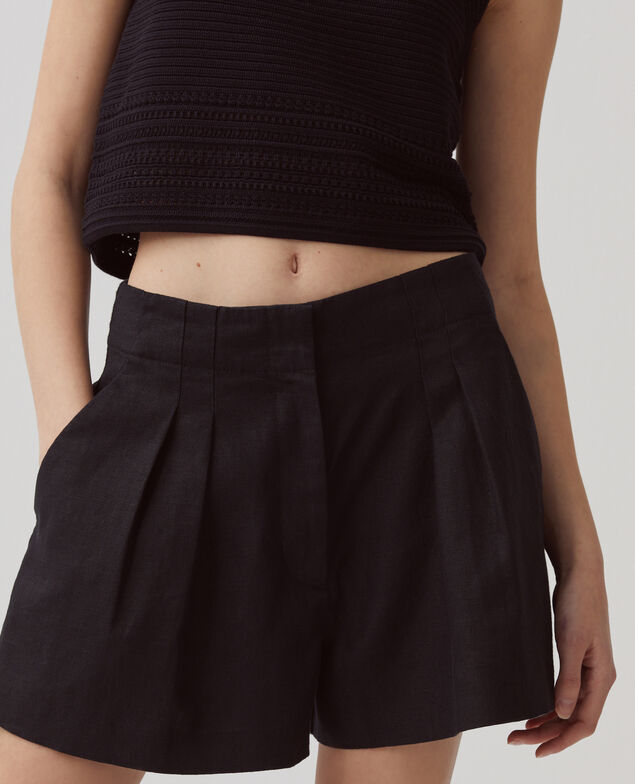 Faltenshorts aus Leinen H091 black beauty