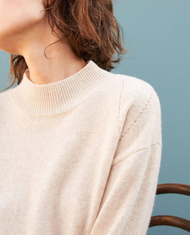 Kaschmirpullover mit Stehkragen  Beige