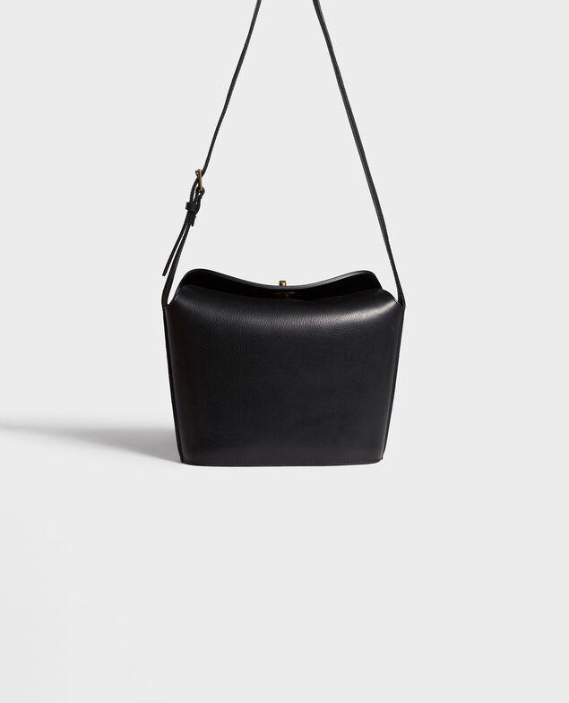 Lederhandtasche mit kurzem Schultergurt Black beauty
