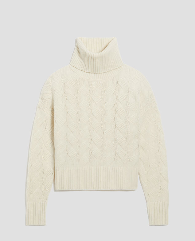 Rollkragenpullover aus Wolle I010 glass green beige