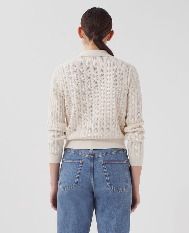 Baumwollpullover mit Polokragen U010 off white