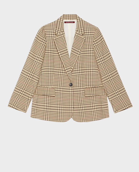 Blazer aus Mischbaumwolle 0400 cream checks 3sja272c04