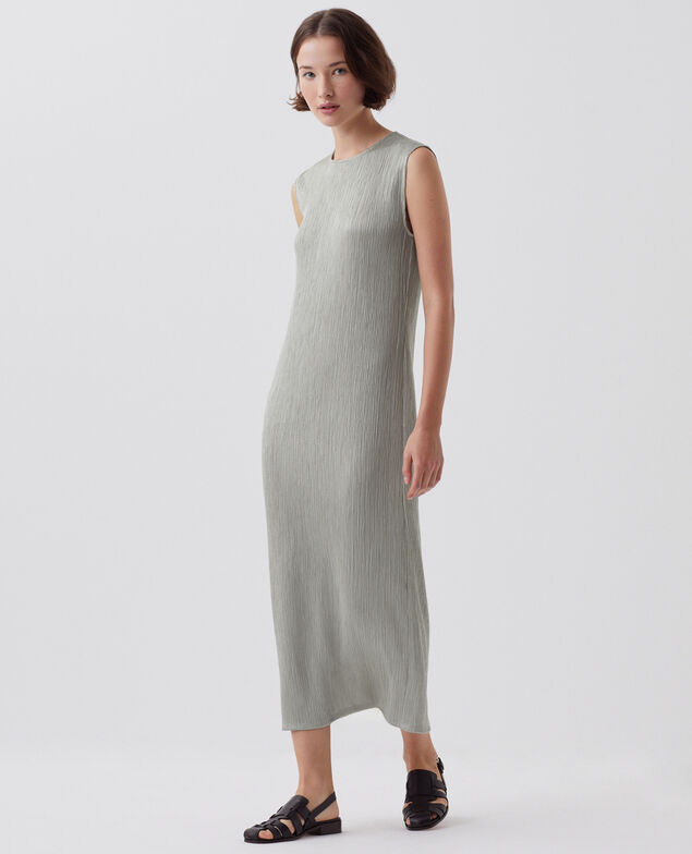 Langes, strukturiertes Kleid ohne Ärmel J050 shadow gray