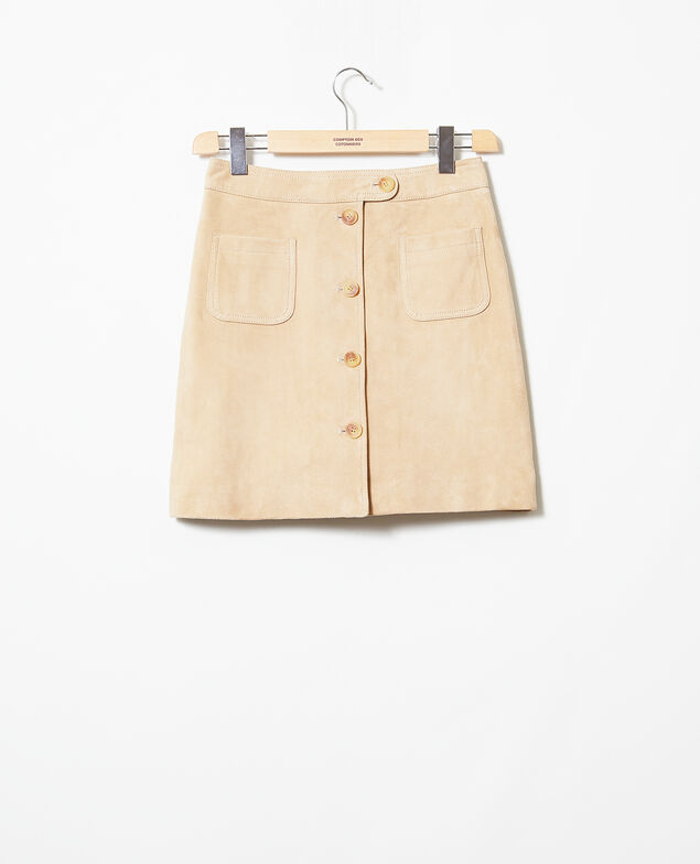 Kurzer Rock aus Wildleder Camel beige