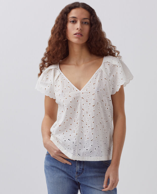 Besticktes Top aus Baumwolle H003 white