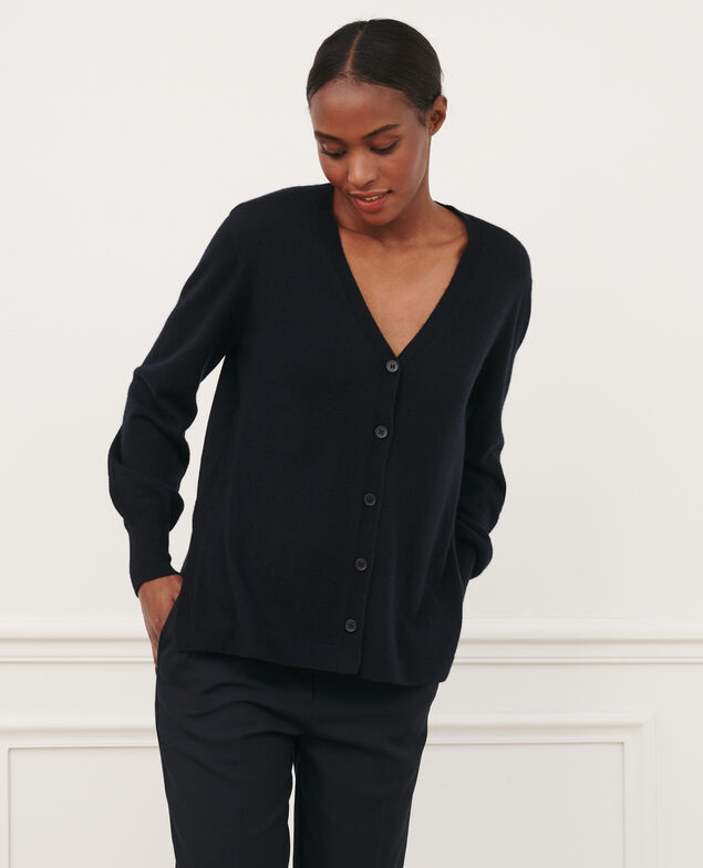 Jacke mit 3-D-Strick aus Kaschmir in lockerer Passform Black beauty