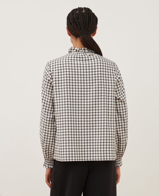 Bluse aus Mischbaumwolle A093 black check