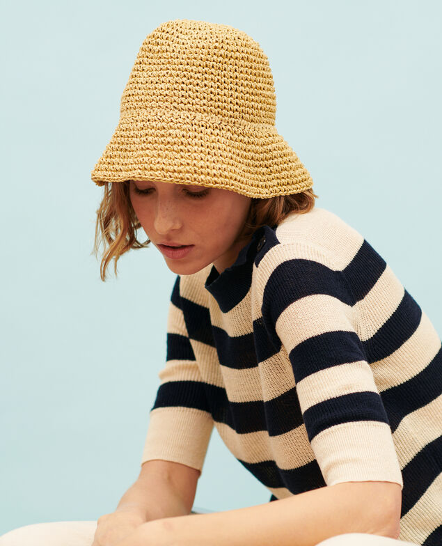 Kurzärmliger Pullover aus Leinen 0692 night_sky_stripes