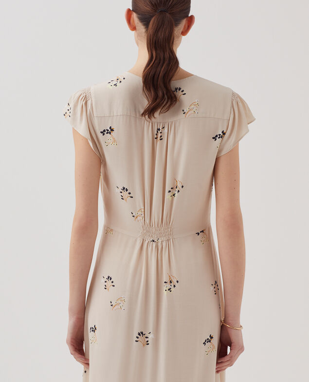 LUDIVINE - Langes fließendes Kleid J311 fl bouquet beige