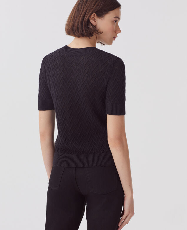 Kurzärmliger Pullover aus Leinen H091 black beauty