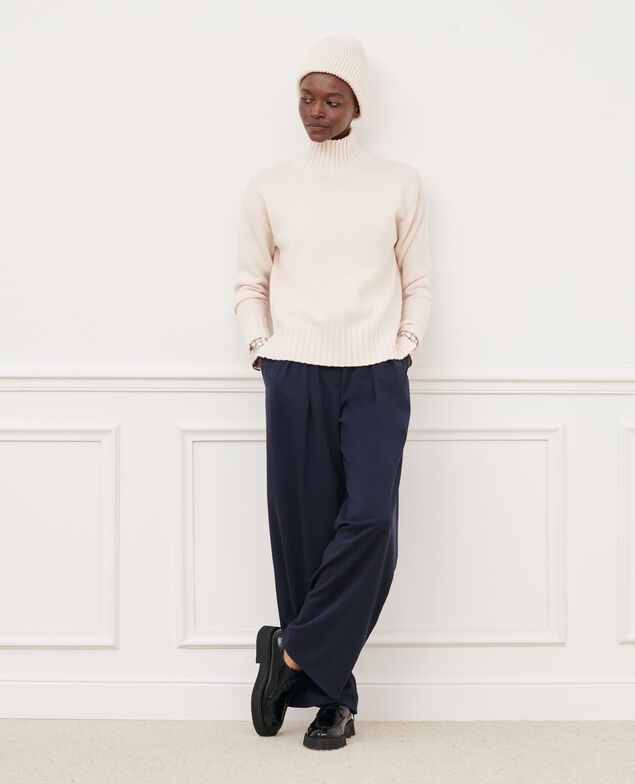 Pullover mit hohem Kragen aus Schurwolle 8842 01 offwhite