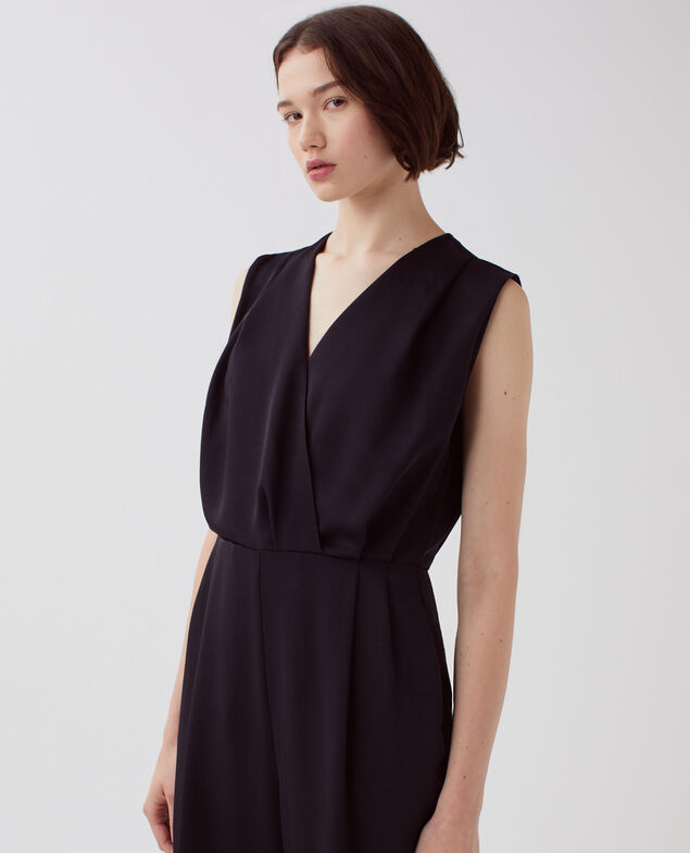 Satinierter fließender Jumpsuit H091 black beauty