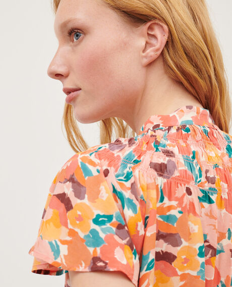 Fließende gemusterte Bluse 0230 fauve orange 3sbl210v02