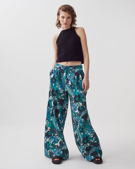 YVONNE - Weite Hose aus Baumwolle 0522 PALMERAIE GREEN