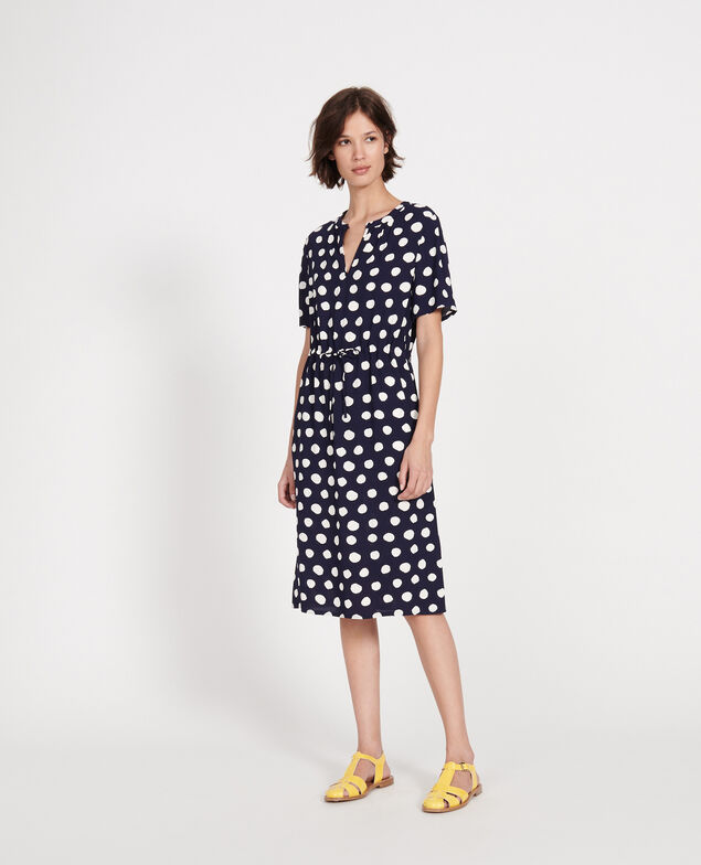 Gerades und fließendes Kleid Dots maritime blue