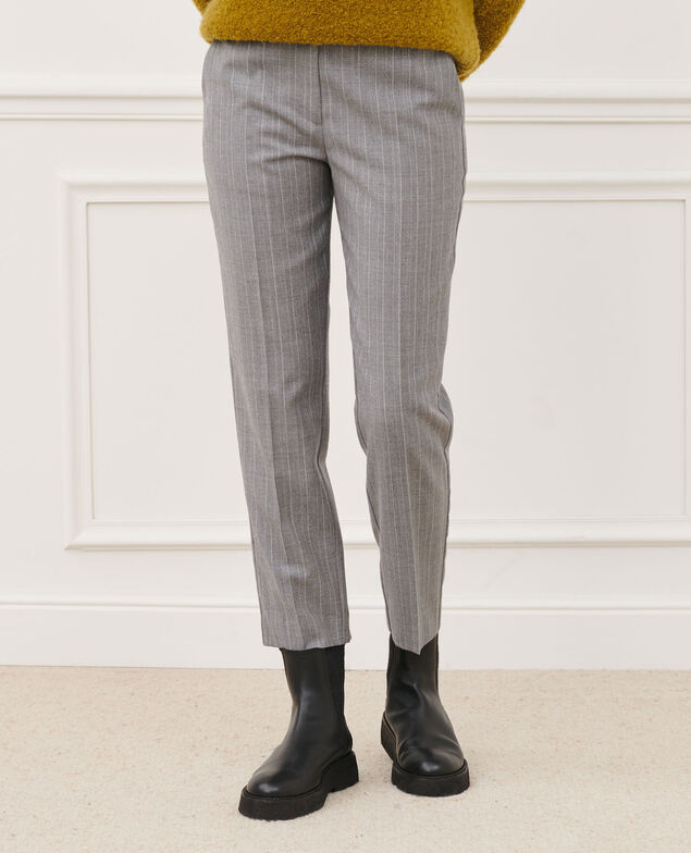 MARGUERITE - Zigarettenhose 6005 light grey stripe Peasy