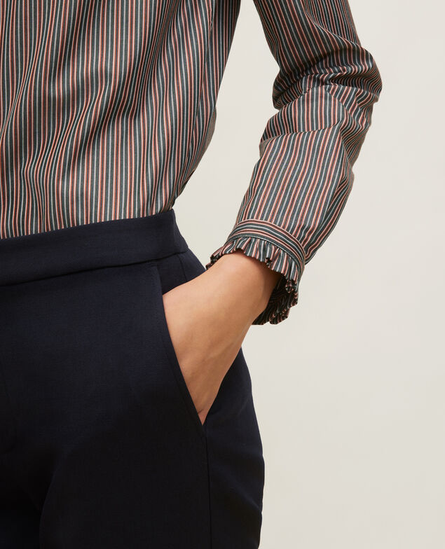  Baumwollbluse mit gerüschtem Stehkragen Stripes3 scarab