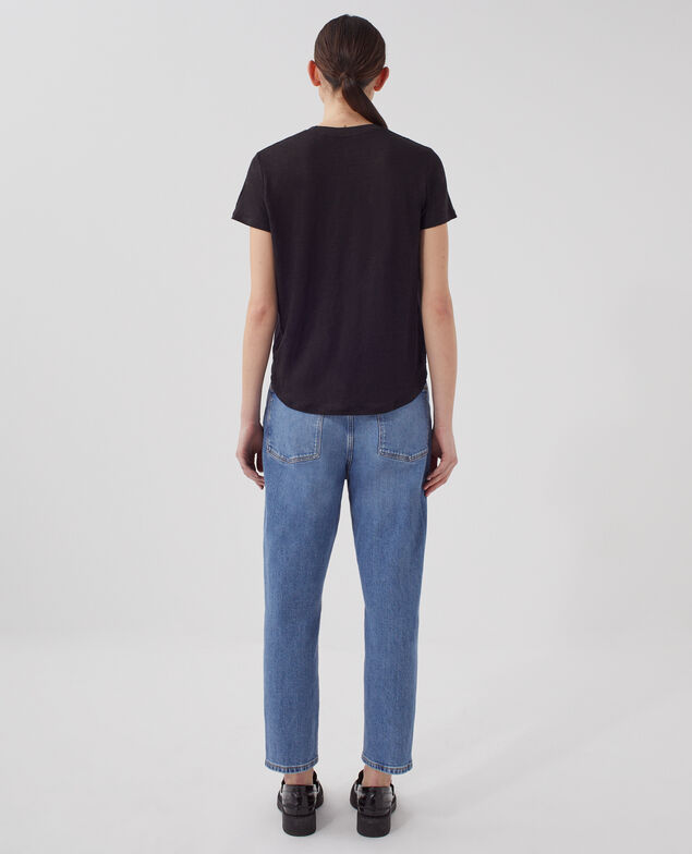 AMANDINE - T-Shirt mit Rundhalsausschnitt aus Baumwolle H091 black beauty