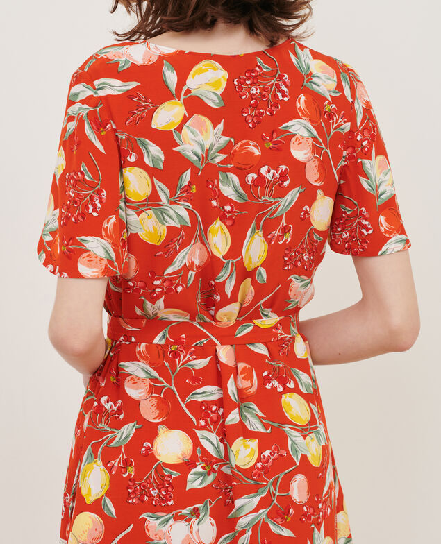 LAËTITIA - Kurzes Kleid mit fließendem Fall 103 print orange