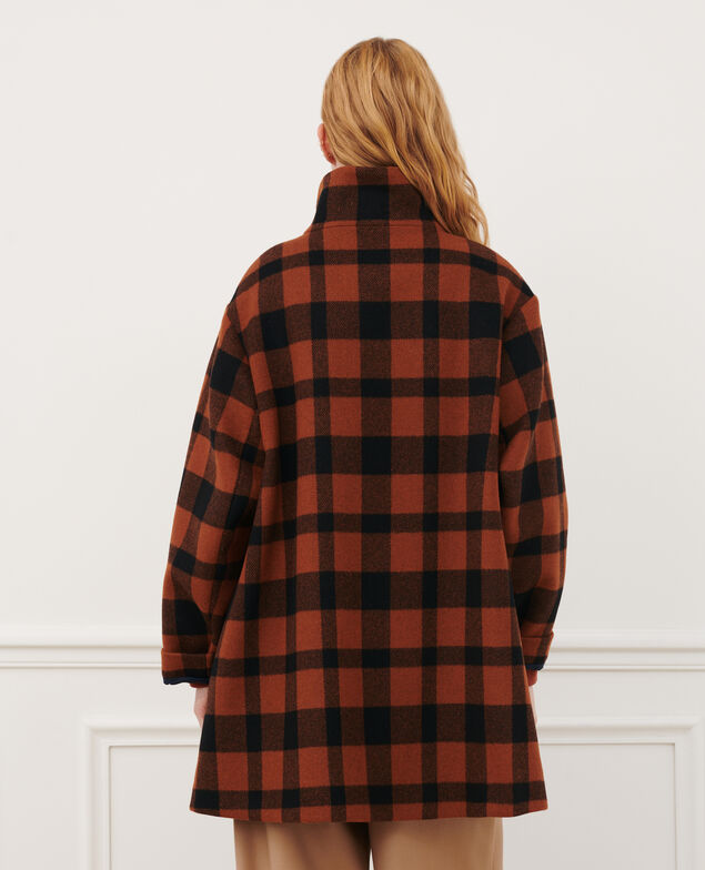 Kurzer Mantel aus Mischwolle 8861 29 darkorange check