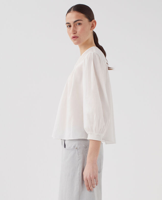 Bluse aus Baumwollvoile H013 gardenia
