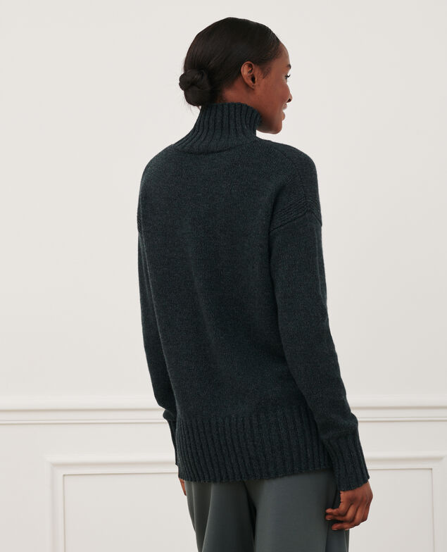 Pullover mit hohem Kragen aus Schurwolle 8844 55 green 2wju131w25