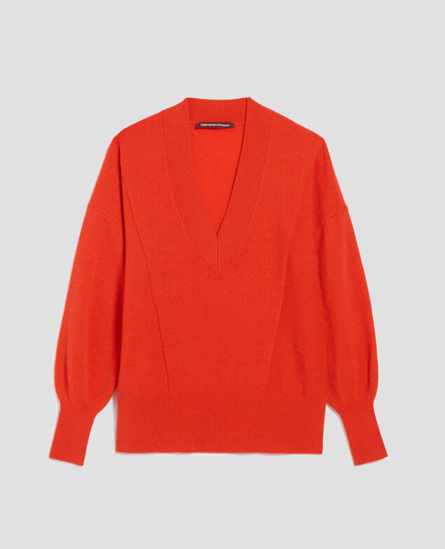 Pullover mit V-Ausschnitt aus Kaschmir I260 pureed pumpkin