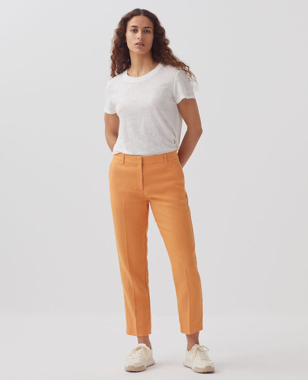 MARGUERITE - Zigarettenhose aus Leinen H220 apricot tan