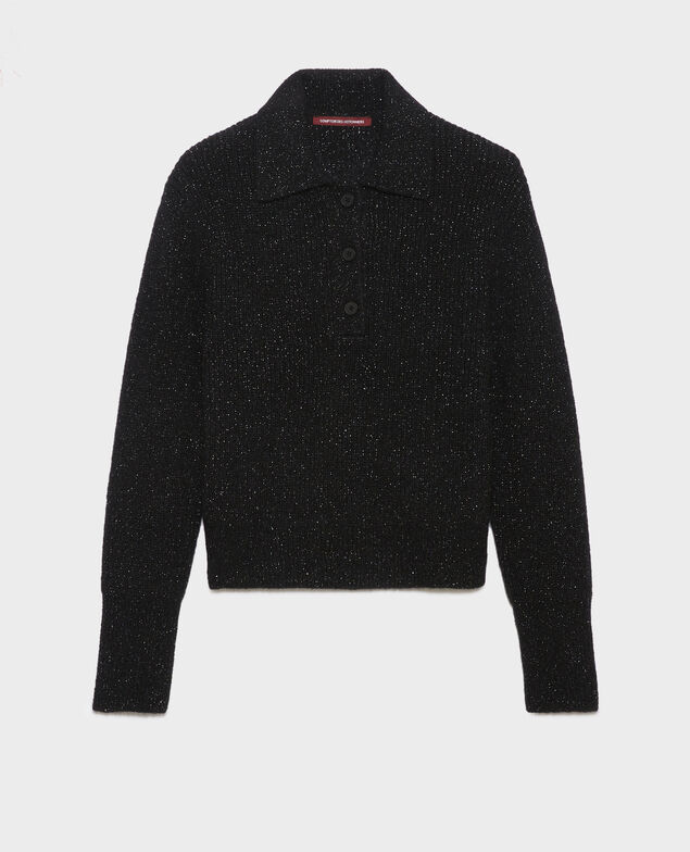 Pullover mit Polokragen aus Alpakamischwolle