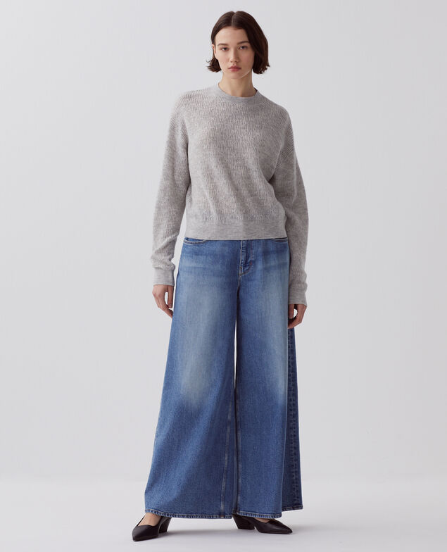 Pullover mit Zierstrick I022 light gray
