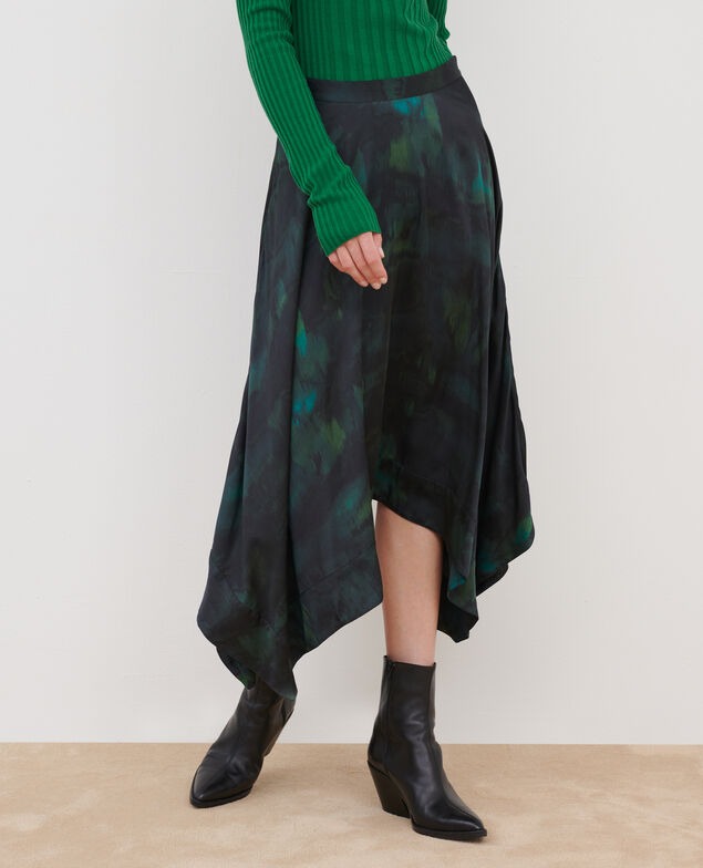 Langer fließender Rock A581 print bolero green 3wsk075v23