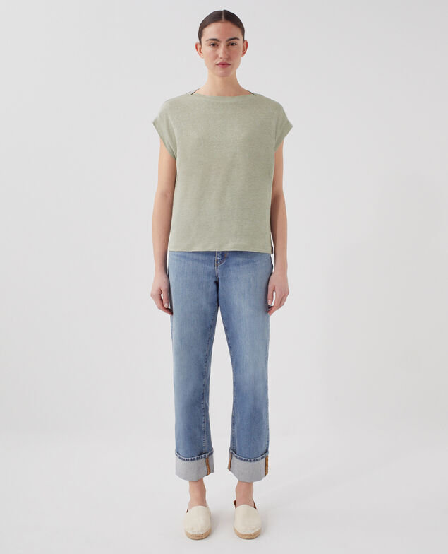 KARO - Boxy T-Shirt aus Leinen U520 green