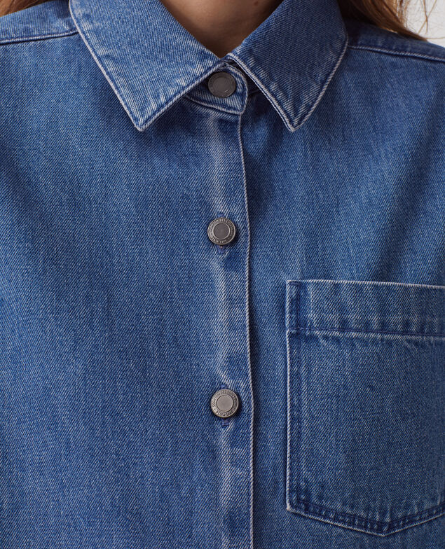 Bluse aus Baumwoll-Denim J621 light blue