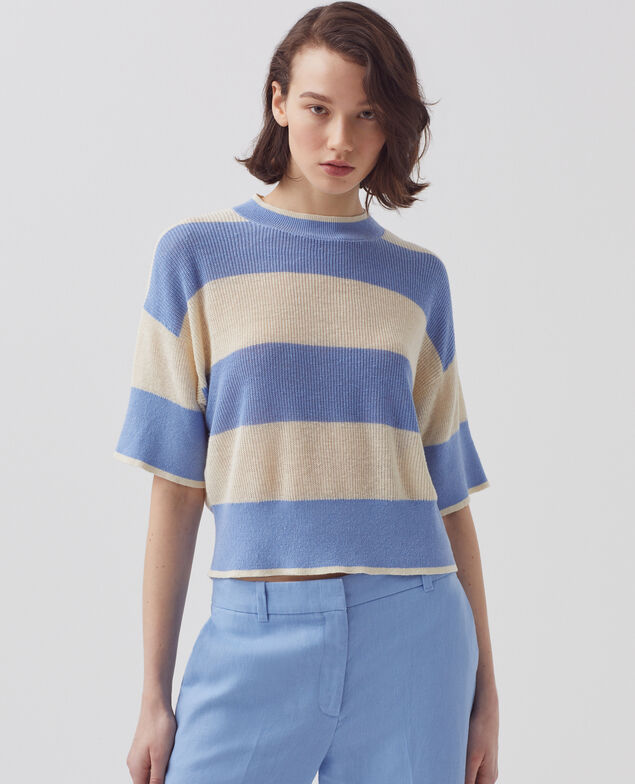 Cropped Pullover mit kurzen Ärmeln aus Leinen H602 large savoie