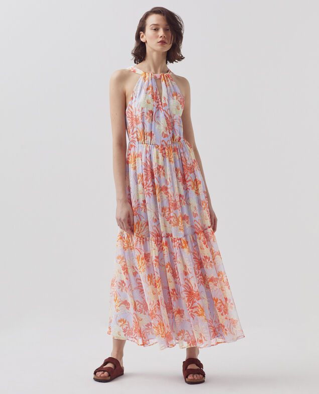 Langes fließendes Kleid H603 dahlia blue