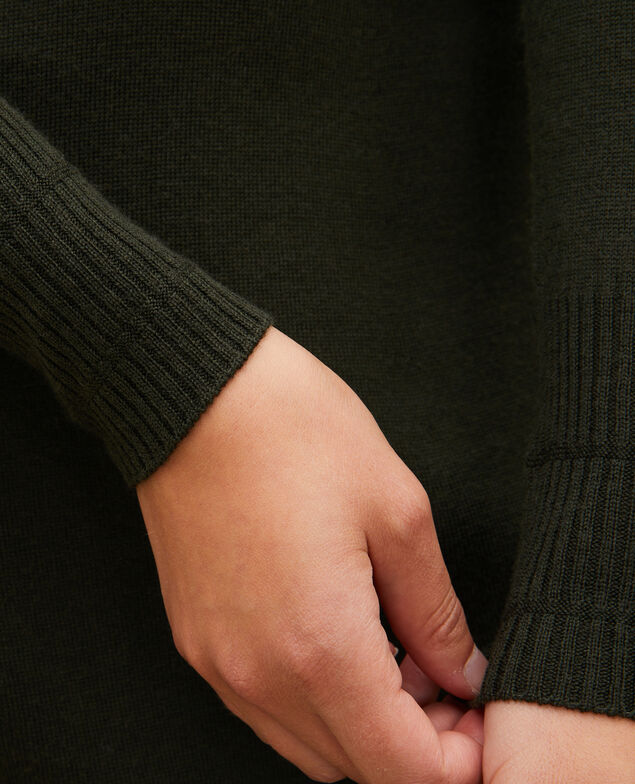 Ausgestelltes Kleid aus Merinowolle Military green