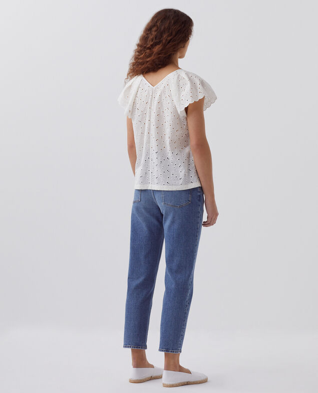Besticktes Top aus Baumwolle H003 white