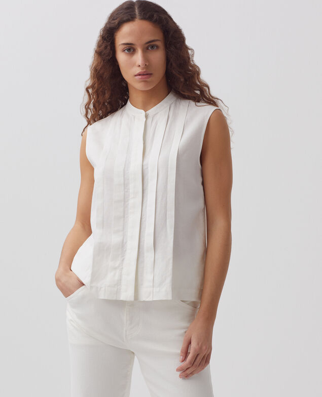 Ärmellose Bluse H013 gardenia
