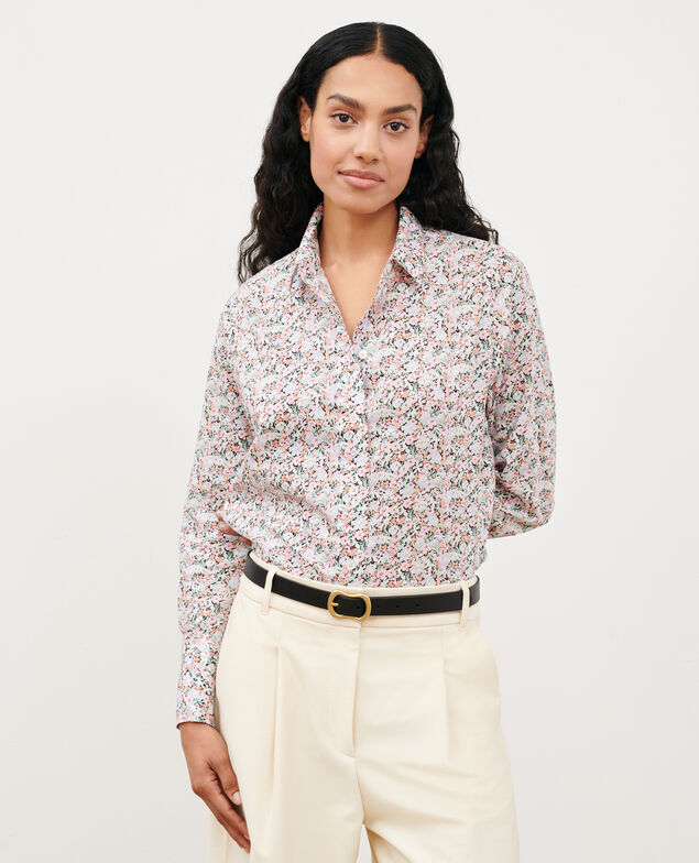 Baumwollbluse 0110 champs fleuris pink