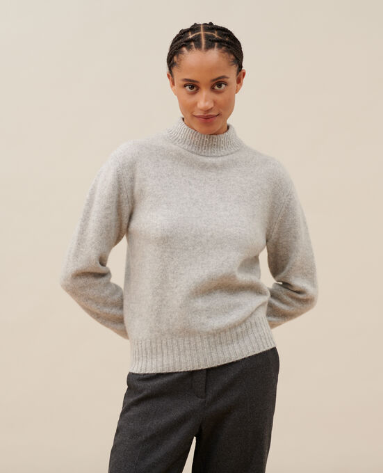 Pullover mit hohem Kragen aus Kaschmir A020 LIGHT GREY KNIT