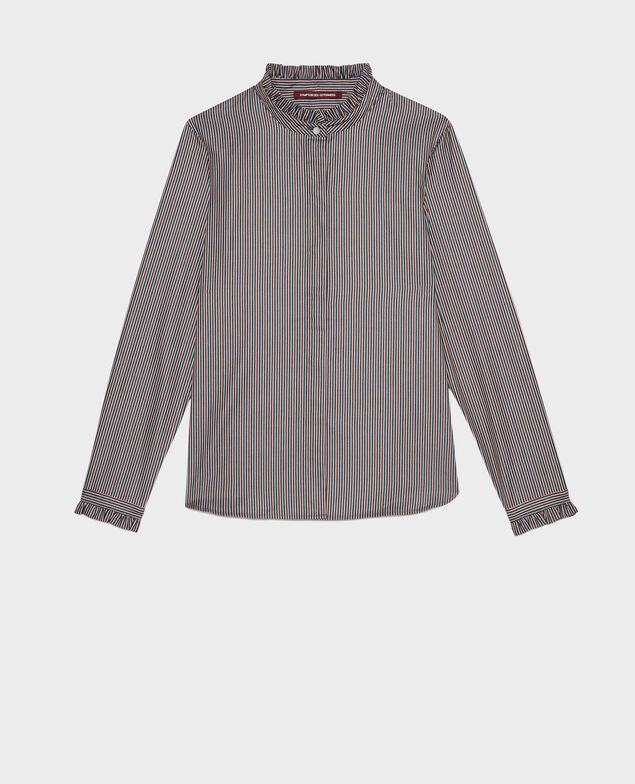  Baumwollbluse mit gerüschtem Stehkragen Stripes3 scarab