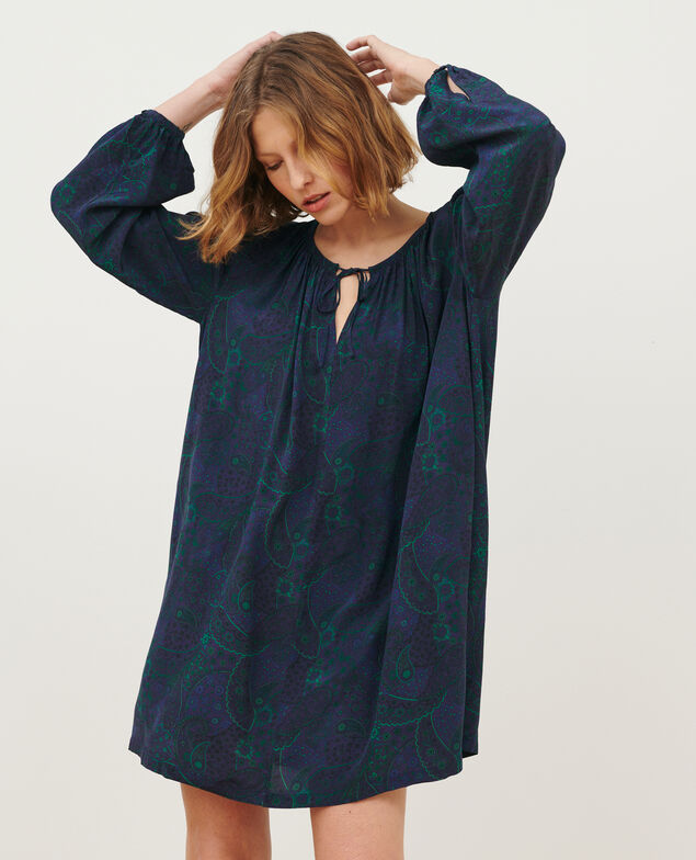 Fließendes gemustertes Kleid A684 paisley navy