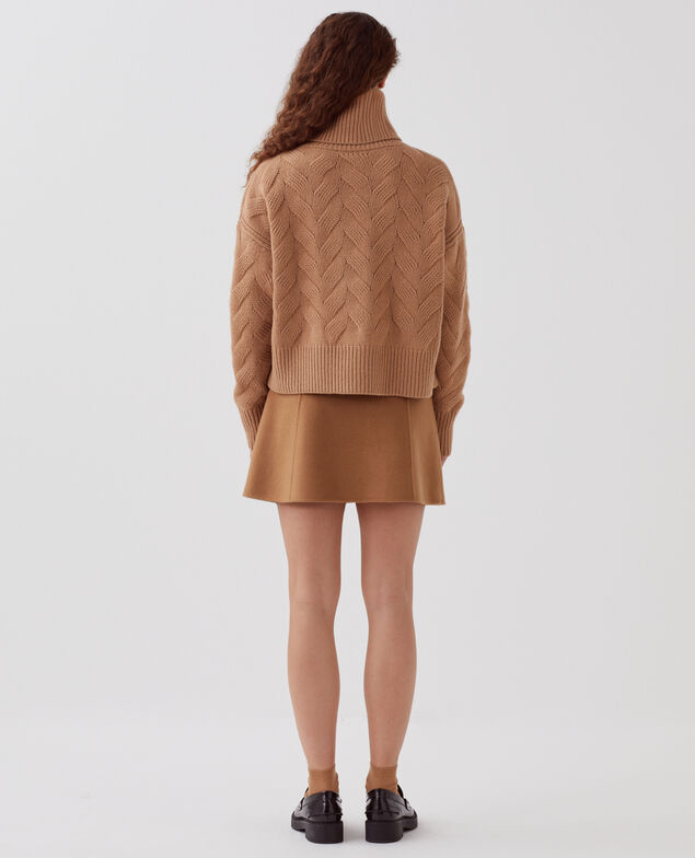 Rollkragenpullover aus Wolle I321 camel