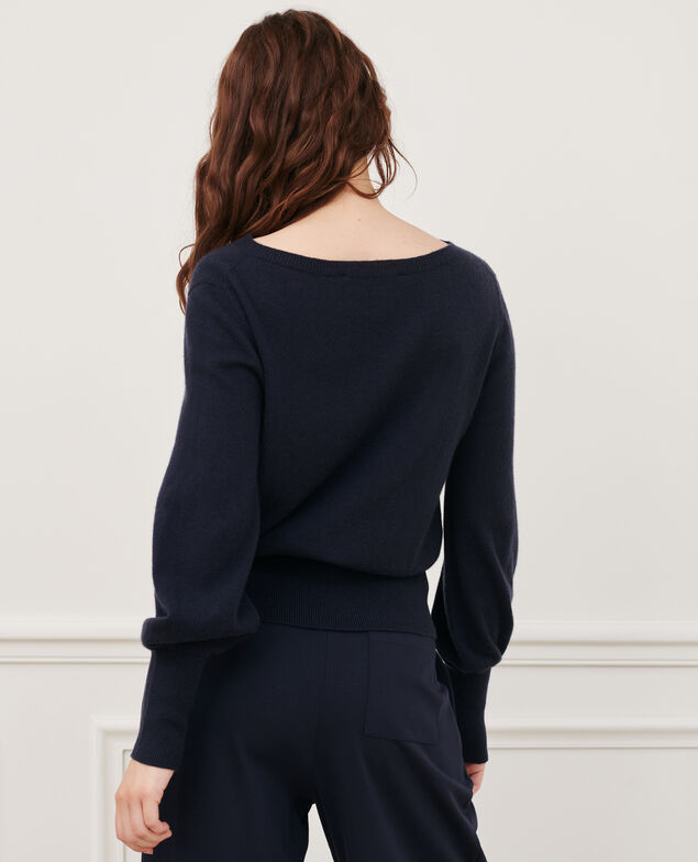 Feiner Pullover aus Kaschmir mit U-Boot-Kragen Night sky