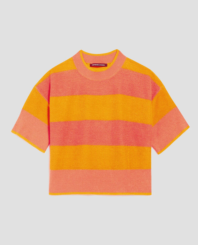 Cropped Pullover mit kurzen Ärmeln aus Leinen H230 large sheen