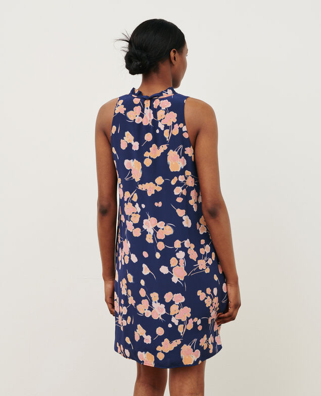 Seidenkleid Print navy