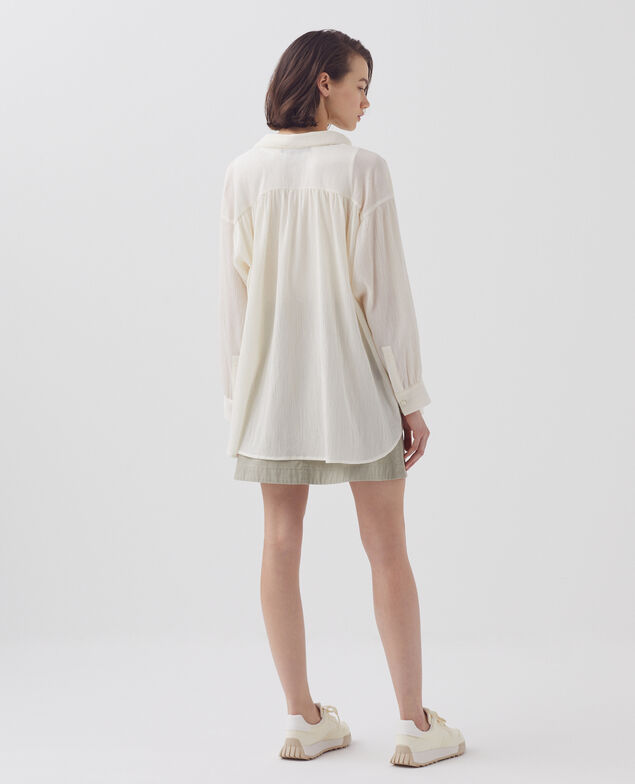Bluse aus Plissée-Baumwolle H303 white swan