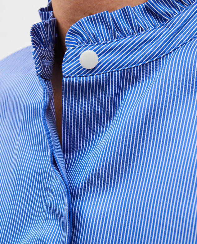  Baumwollbluse mit gerüschtem Stehkragen Blue as proto